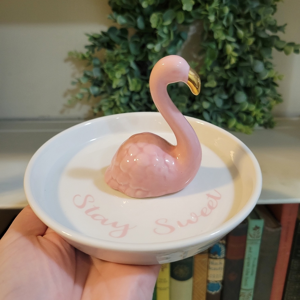 New Sweet Flamingo Ring Holder Trinket Dish